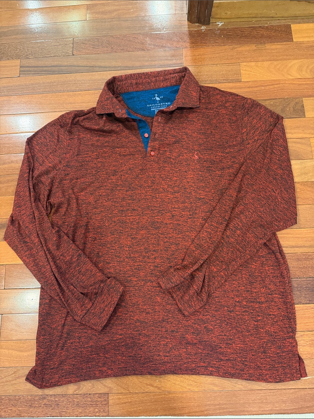 Tailor Byrd Men's Long Sleeve Heathered Rust Polo